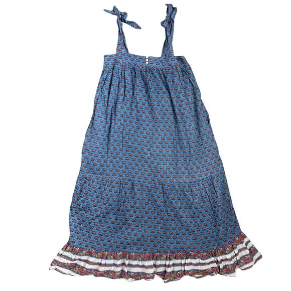Anthropologie x Cleobella India Blue Lotus Floral Midi Dress Pockets Size Medium - Picture 8 of 14